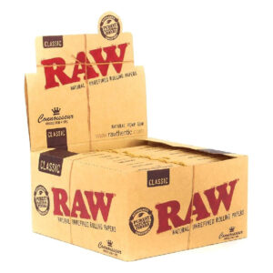 RAW KINGSIZE SLIM + TIPS CLASSIC CONNOISSEUR ROLLING PAPERS 24 PER BOX