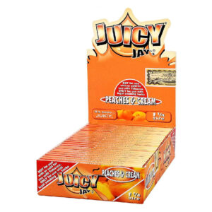 JUICY JAY 1.25 PEACHES & CREAM FLAVORED ROLLING PAPER 24 PER BOX