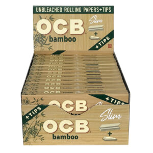 OCB BAMBOO SLIM TIPS UNBLEACHED ROLLING PAPER AND TIPS 24 PER BOX