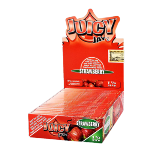 JUICY JAY 1.25 STRAWBERRY FLAVORED ROLLING PAPER 24 PER BOX