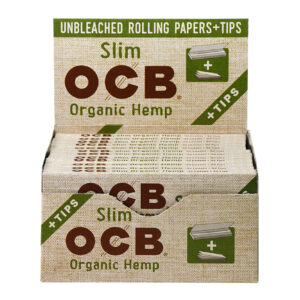 OCB KINGSIZE SLIM+TIPS ORGANIC HEMP CIGARETTE PAPER 24 PER BOX