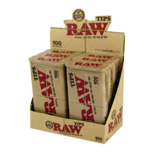 RAW PRE-ROLLED TIPS IN TIN 100CT 6 PER BOX